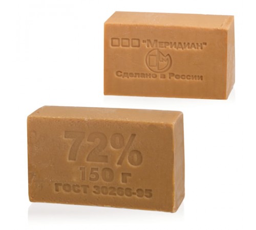 Мыло хозяйственное Меридиан "Традиционное" 72% 150гр. (без обертки) "ЭКО" без запаха (72шт/ящ)