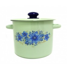 Кастрюля цилиндрическая  3,5 л декор салатовый с пластмассовой кнопкой С1612,3С