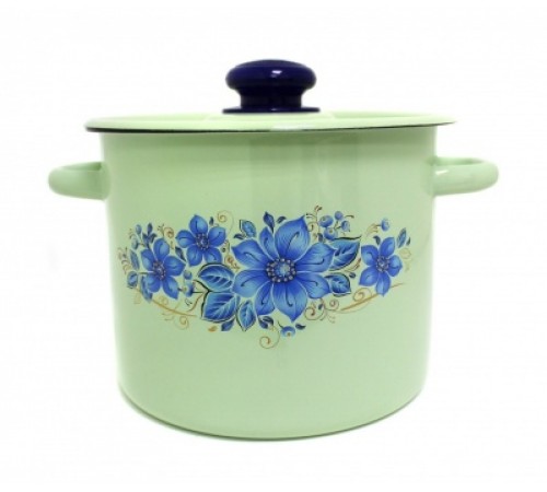 Кастрюля цилиндрическая  3,5 л декор салатовый с пластмассовой кнопкой С1612,3С