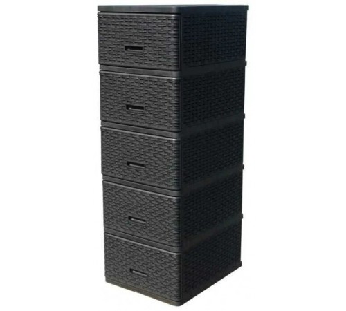 Комод ПЛЕТЕННЫЙ 4-х секционный антрацит. 04054