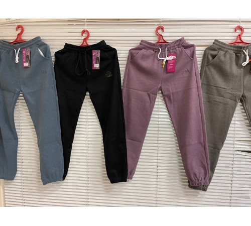 Штаны женские спорт с монжетами плотные Круто QI №Т901 ассорти 4цв. (5XL-6XL-7XL) (6шт/уп)