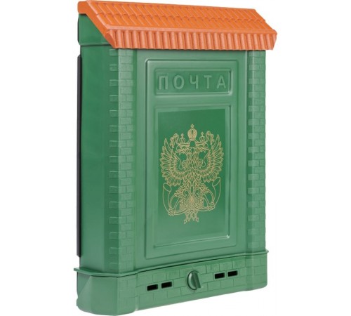 Ящик почтовый ПРЕМИУМ c пл. защелкой и накладкой (зеленый, c орлом) арт 6002-00