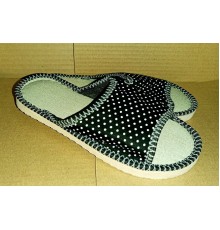 Тапочки женские домашние (открытые) подошва эва. 36-41 арт0090-А (ТЖО 001), черный горох 12пар