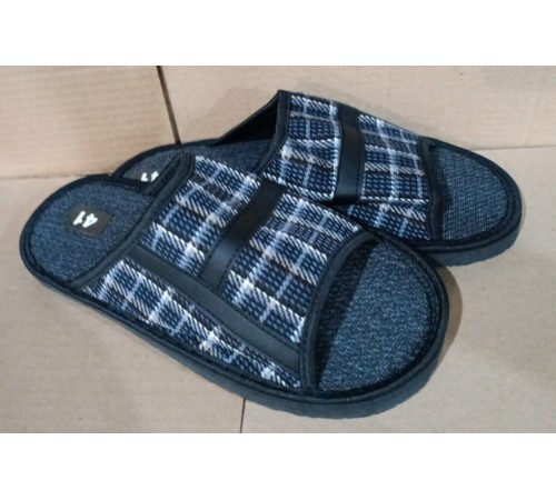 Тапочки Мужские комнатные открытые подошва  арт.0080-А (ТМО 002)  41-46рр шотланка 12 пар