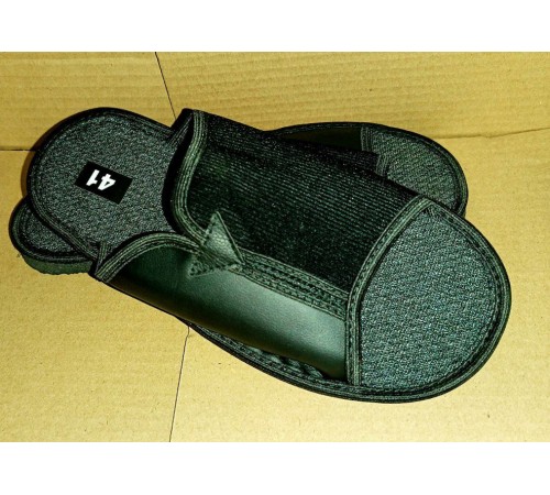 Тапочки Мужские комнатные открытые подошва  арт.0080-А (ТМО 005)  41-46рр черные 12 пар