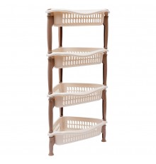 Этажерка угловая 4-х секционная молочная(уп12шт)  04214