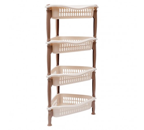 Этажерка угловая 4-х секционная молочная(уп12шт)  04214