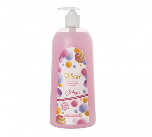 Жидкое крем-мыло серии  "Vesta" с дозатором РОЗА 1000 мл. 10 шт.