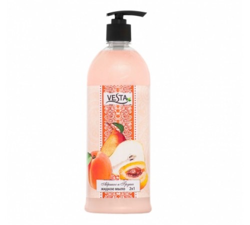 Мыло жидкое серии Веста 2х1 Абрикос и груша 1000 мл. 10 шт.