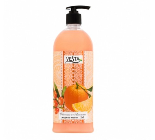 Мыло жидкое серии Веста 2х1 Облепиха и апельсин 1000 мл. 10 шт.