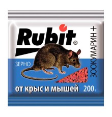 Средство от крыс и мышей зерно ЗООКУМАРИН+ 200г (30) Рубит 24983