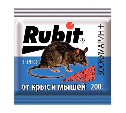 Средство от крыс и мышей зерно ЗООКУМАРИН+ 200г (30) Рубит 24983