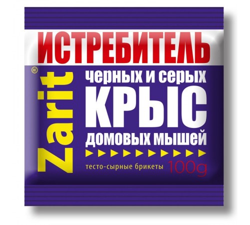 Средство от крыс и мышей тесто брикет ИСТРЕБИТЕЛЬ ТРИКОТА 100г (50) Зарит арт.25177