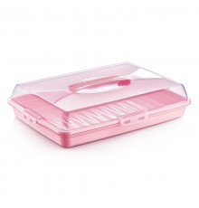 Тортница прямоугольная пеп.розовый (18шт) арт 30307