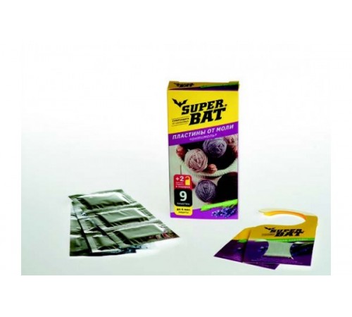 SuperBAT Пластины от моли Лаванда (9 пластин+2 крючка) 45шт./кор. 03-001