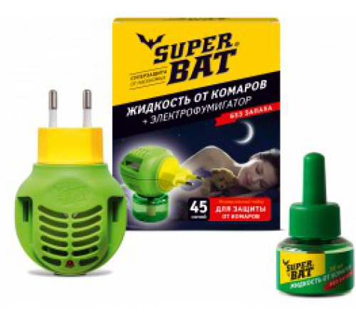 SuperBAT Комплект Жидкость от комаров 45н. + фумигатор 24 шт./кор. 01-018