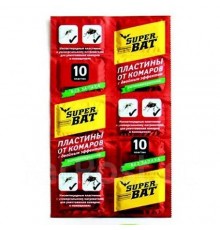 SuperBAT Пластины от комаров и мух Красные двойного действия, 10шт, 240 шт./кор. 02-001