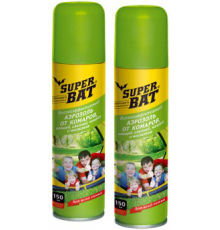 SuperBAT Аэрозоль от комаров и клещей флакон 150мл, 24шт./кор 01-015