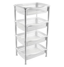 Этажерка прямоугольная 4х секц Белая (уп6шт)  арт.04204