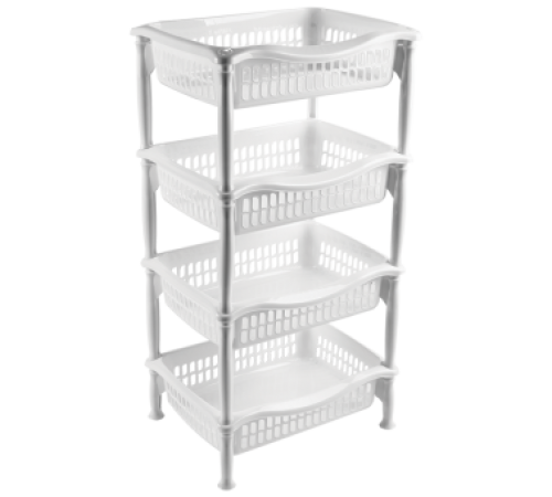 Этажерка прямоугольная 4х секц Белая (уп6шт)  арт.04204