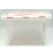 Ящик для хранения со створками ПРОЗРАЧНЫЙ/Пепел. Розов. "Сплит" 16л (12шт) 20040