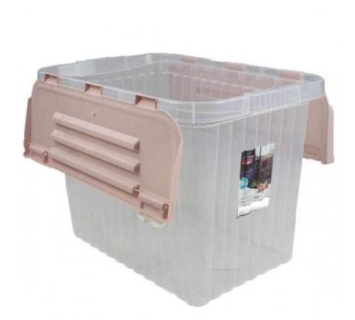 Ящик для хранения со створками ПРОЗРАЧНЫЙ/Пепел. Розов. "Cплит" 50 л (уп8шт) 20042
