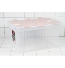 Ящик для хранения со створками ПРОЗРАЧНЫЙ/Пепел. Розов. "Сплит" 26 л (уп12шт) 20041