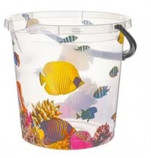 Ведро прозрачное с рисунком "Рыбы" 12 л (уп/24шт) арт 09127