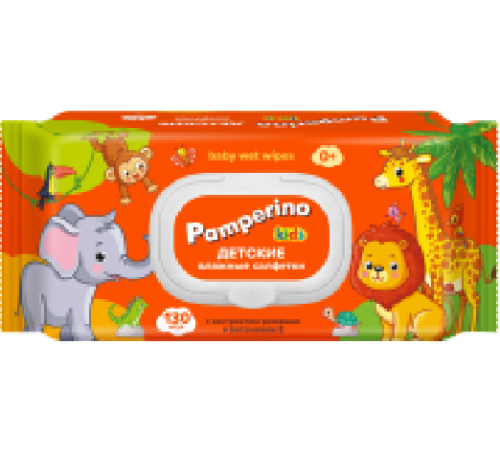 Влажные салфетки Pamperino №130 Kids детские с ромашкой и витамином Е с пластиковым клапаном