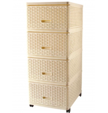 Комод ПЛЕТЕННЫЙ 4-х секционный бежевый 04054