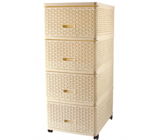 Комод ПЛЕТЕННЫЙ 4-х секционный бежевый 04054