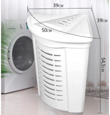 Корзина для белья угловая 45л белый (12) шт 05003