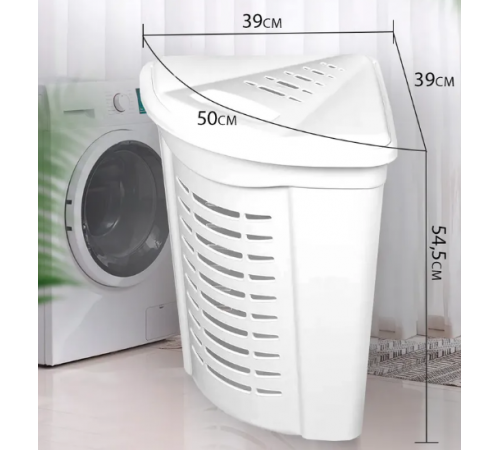 Корзина для белья угловая 45л белый (12) шт 05003