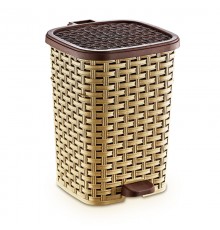 Мусорное ведро с педалью 12л ПЛЕТЁНОЕ беж (8шт) арт.01053