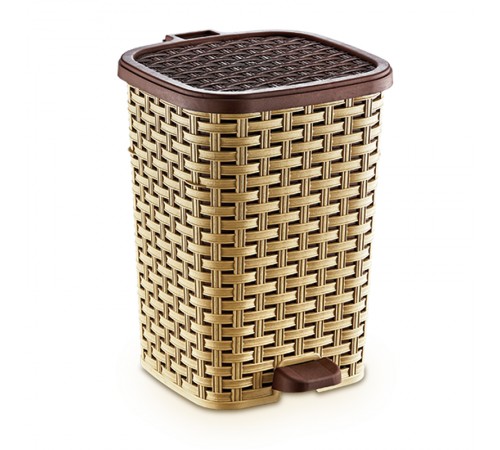 Мусорное ведро с педалью 12л ПЛЕТЁНОЕ беж (8шт) арт.01053