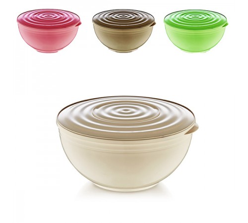 Салатница МИКС с крышкой 2,1л (36шт) арт.10713