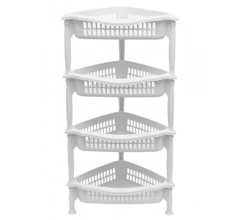 Этажерка угловая 4-х секционная белая(уп12шт)  04214