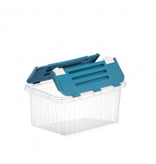 Ящик для хранения со створками ПРОЗРАЧНЫЙ/МЕНТОЛ. "Сплит"16л (12шт) 20040