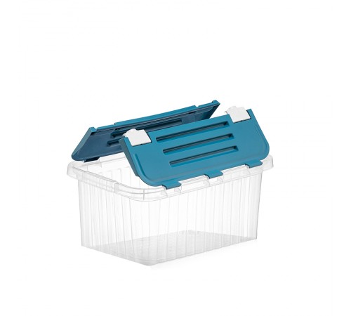 Ящик для хранения со створками ПРОЗРАЧНЫЙ/МЕНТОЛ. "Сплит"16л (12шт) 20040