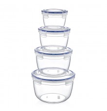Воздухонепроницаемый круглый глубокий контейнер Набор 4 шт(625,1200,2100,3400)мл(16) 30562