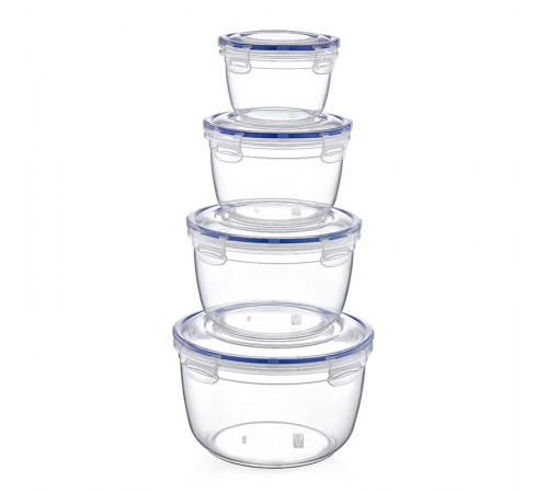 Воздухонепроницаемый круглый глубокий контейнер Набор 4 шт(625,1200,2100,3400)мл(16) 30562