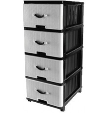 Комод Панельный 4 ящика черно-серебристый (уп 1шт)  арт.04014