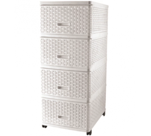 Комод ПЛЕТЕННЫЙ 4-х секционный бел. 04054