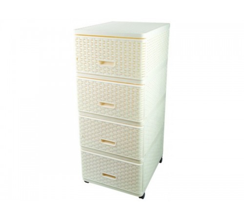 Комод ПЛЕТЕННЫЙ 4-х секционный крем. 04054
