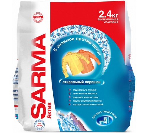 Стиральный порошок Sarma Сарма Автомат Актив Горная свежесть 2400г   *3*6