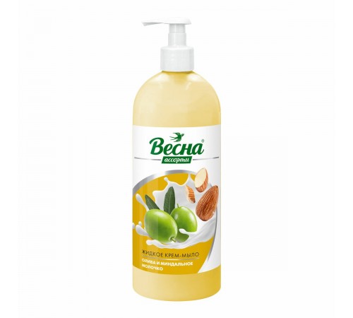 Жидкое крем-мыло ВЕСНА Ассорти олива и миндальное молочко(дозатор) 850 г (8/уп)  5233