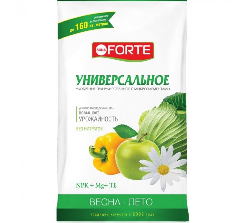 Bona Forte Удобрение комплексное гранулир. с микроэлементами Универсальное весна-лето, пакет 1кг