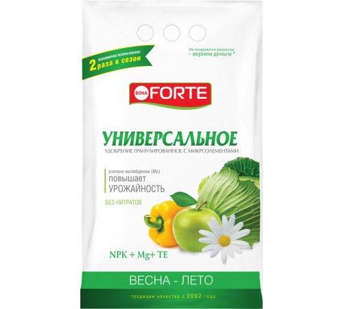 Bona Forte Удобрение комплексное гранулированное с микроэлементами Универсальное весна-лето, 2,5кг