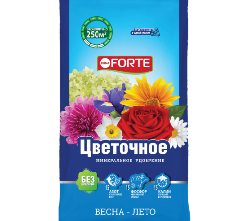 Bona Forte Удобрение комплексное гранулированное с микроэлементами Цветочное, пакет 2,5 кг/ 10