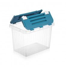 Ящик для хранения со створками ПРОЗРАЧНЫЙ/МЕНТОЛ "Сплит"26 л (уп12шт) 20041